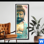 Poster Buddha Statue Mit Kirschblueten Schmal Produktvorschau mit dem Bild Buddha Statue mit Kirschblüten im Format Schmal.