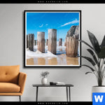 Poster Buhnen In Wellen Am Strand Quadrat Produktvorschau mit dem Bild Buhnen in Wellen am Strand im Format Quadrat.