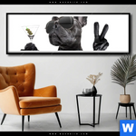 Poster Bulldogge Mit Martini Panorama Produktvorschau mit dem Bild Bulldogge mit Martini im Format Panorama.