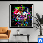 Poster Bunte Bulldogge Schwarz Quadrat Produktvorschau mit dem Bild Bunte Bulldogge Schwarz im Format Quadrat.