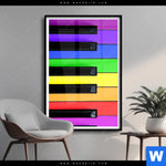 Poster Bunte Klaviertasten Hochformat Produktvorschau mit dem Bild Bunte Klaviertasten im Format Hochformat.