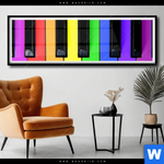 Poster Bunte Klaviertasten Panorama Produktvorschau mit dem Bild Bunte Klaviertasten im Format Panorama.