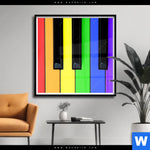 Poster Bunte Klaviertasten Quadrat Produktvorschau mit dem Bild Bunte Klaviertasten im Format Quadrat.
