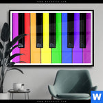 Poster Bunte Klaviertasten Querformat Produktvorschau mit dem Bild Bunte Klaviertasten im Format Querformat.