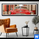 Poster Bunte Vintage Oldtimer Panorama Produktvorschau mit dem Bild Bunte vintage Oldtimer im Format Panorama.