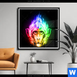 Poster Bunter Feuer Affe Quadrat Produktvorschau mit dem Bild Bunter Feuer-Affe im Format Quadrat.