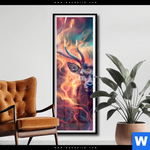 Poster Bunter Hirsch In Flammen Schmal Produktvorschau mit dem Bild Bunter Hirsch in Flammen im Format Schmal.
