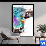 Poster Bunter Stierkopf Hochformat Produktvorschau mit dem Bild Bunter Stierkopf im Format Hochformat.