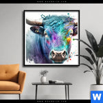 Poster Bunter Stierkopf Quadrat Produktvorschau mit dem Bild Bunter Stierkopf im Format Quadrat.