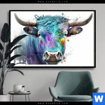 Poster Bunter Stierkopf Querformat Produktvorschau mit dem Bild Bunter Stierkopf im Format Querformat.