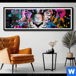 Poster Bunter Tiger Schwarz Panorama Produktvorschau mit dem Bild Bunter Tiger Schwarz im Format Panorama.