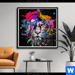 Poster Bunter Tiger Schwarz Quadrat Produktvorschau mit dem Bild Bunter Tiger Schwarz im Format Quadrat.