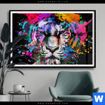 Poster Bunter Tiger Schwarz Querformat Produktvorschau mit dem Bild Bunter Tiger Schwarz im Format Querformat.