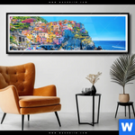Poster Buntes Dorf Manarola Panorama Produktvorschau mit dem Bild Buntes Dorf Manarola im Format Panorama.