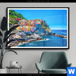Poster Buntes Dorf Manarola Querformat Produktvorschau mit dem Bild Buntes Dorf Manarola im Format Querformat.