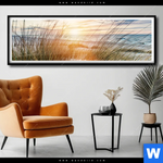 Poster Duenen Und Meer Panorama Produktvorschau mit dem Bild Dünen und Meer im Format Panorama.