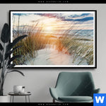 Poster Duenen Und Meer Querformat Produktvorschau mit dem Bild Dünen und Meer im Format Querformat.