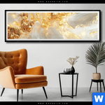 Poster Edle Farbexplosion Gold Panorama Produktvorschau mit dem Bild Edle Farbexplosion Gold im Format Panorama.