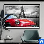 Poster Eiffelturm Rotes Auto Querformat Produktvorschau mit dem Bild Eiffelturm & Rotes Auto im Format Querformat.