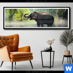 Poster Elefant Im Wasser Panorama Produktvorschau mit dem Bild Elefant im Wasser im Format Panorama.