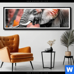 Poster Elefant Savannenzauber In Afrika Panorama Produktvorschau mit dem Bild Elefant - Savannenzauber in Afrika im Format Panorama.