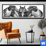 Poster Eule Auf Ast Panorama Produktvorschau mit dem Bild Eule auf Ast im Format Panorama.