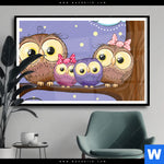 Poster Eulenfamilie Querformat Produktvorschau mit dem Bild Eulenfamilie im Format Querformat.