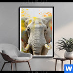 Poster Farbenexplosion Mit Elefant Hochformat Produktvorschau mit dem Bild Farbenexplosion mit Elefant im Format Hochformat.