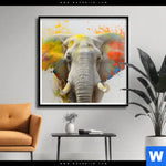 Poster Farbenexplosion Mit Elefant Quadrat Produktvorschau mit dem Bild Farbenexplosion mit Elefant im Format Quadrat.