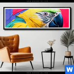 Poster Federn Papagei Panorama Produktvorschau mit dem Bild Federn Papagei im Format Panorama.