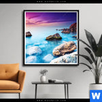 Poster Felsen Im Meer Quadrat Produktvorschau mit dem Bild Felsen im Meer im Format Quadrat.