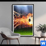 Poster Feuriger Fussball Hochformat Produktvorschau mit dem Bild Feuriger Fussball im Format Hochformat.