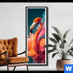 Poster Flamingo In Bunter Rauchwolke Schmal Produktvorschau mit dem Bild Flamingo in bunter Rauchwolke im Format Schmal.