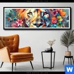 Poster Floraler Loewe Panorama Produktvorschau mit dem Bild Floraler Löwe im Format Panorama.