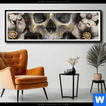 Poster Floraler Totenschaedel Panorama Produktvorschau mit dem Bild Floraler Totenschädel im Format Panorama.