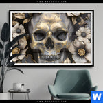 Poster Floraler Totenschaedel Querformat Produktvorschau mit dem Bild Floraler Totenschädel im Format Querformat.