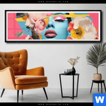 Poster Florales Frauenportraet Erika Panorama Produktvorschau mit dem Bild Florales Frauenporträt - Erika im Format Panorama.
