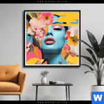 Poster Florales Frauenportraet Erika Quadrat Produktvorschau mit dem Bild Florales Frauenporträt - Erika im Format Quadrat.