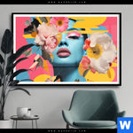 Poster Florales Frauenportraet Erika Querformat Produktvorschau mit dem Bild Florales Frauenporträt - Erika im Format Querformat.