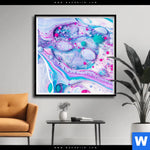 Poster Fluid Art Bubbless Aquamarin Quadrat Produktvorschau mit dem Bild Fluid Art - Bubbless Aquamarin im Format Quadrat.