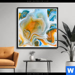 Poster Fluid Art Lagune Quadrat Produktvorschau mit dem Bild Fluid Art Lagune im Format Quadrat.