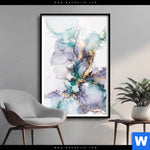 Poster Fluid Art Lila Tuerkis Hochformat Produktvorschau mit dem Bild Fluid Art Lila & Türkis im Format Hochformat.