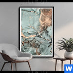 Poster Fluid Art Tuerkis Hochformat Produktvorschau mit dem Bild Fluid Art Türkis im Format Hochformat.