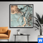 Poster Fluid Art Tuerkis Quadrat Produktvorschau mit dem Bild Fluid Art Türkis im Format Quadrat.