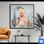 Poster Frauenportrait Mit Blumen Quadrat Produktvorschau mit dem Bild Frauenportrait mit Blumen im Format Quadrat.