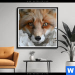 Poster Friedlicher Fuchs Und Blumen Quadrat Produktvorschau mit dem Bild Friedlicher Fuchs und Blumen im Format Quadrat.