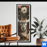 Poster Friedlicher Hirsch Und Blueten Schmal Produktvorschau mit dem Bild Friedlicher Hirsch und Blüten im Format Schmal.