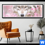 Poster Friedlicher Wolf Panorama Produktvorschau mit dem Bild Friedlicher Wolf im Format Panorama.