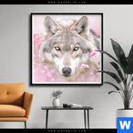 Poster Friedlicher Wolf Quadrat Produktvorschau mit dem Bild Friedlicher Wolf im Format Quadrat.