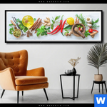 Poster Frische Kraeuter Gewuerze Panorama Produktvorschau mit dem Bild Frische Kräuter & Gewürze im Format Panorama.